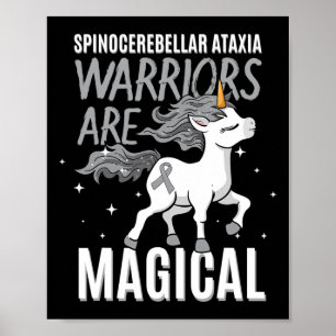 Poster Ataxia Warrior Awarness Ribbon Sca Unicorn