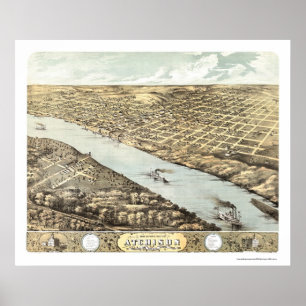 Poster Atchison, KS Panorâmica - 1869