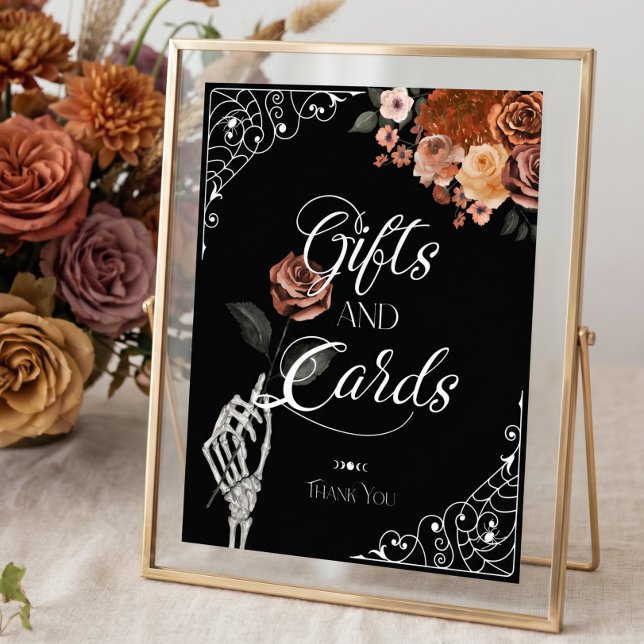 Poster Até que a Morte Sinal de Presentes e Cartões Flora (Til Death Watercolor Skeleton Rose Gifts & Cards Poster)