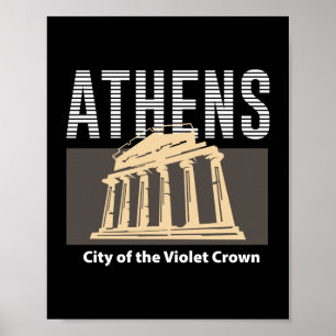Poster Aténas Grécia Design de Marco de Viagem Vintage