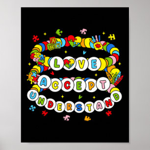 Poster Atenção ao Amor Compreender Autismo Aceitar Autism