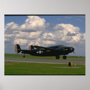 Poster Aterragem B25 preta. (planos do plane_WWII