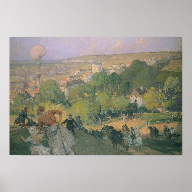 Poster Aterrissagem com balão na Pré-Rua-Gervais, c.1885 (Frente)