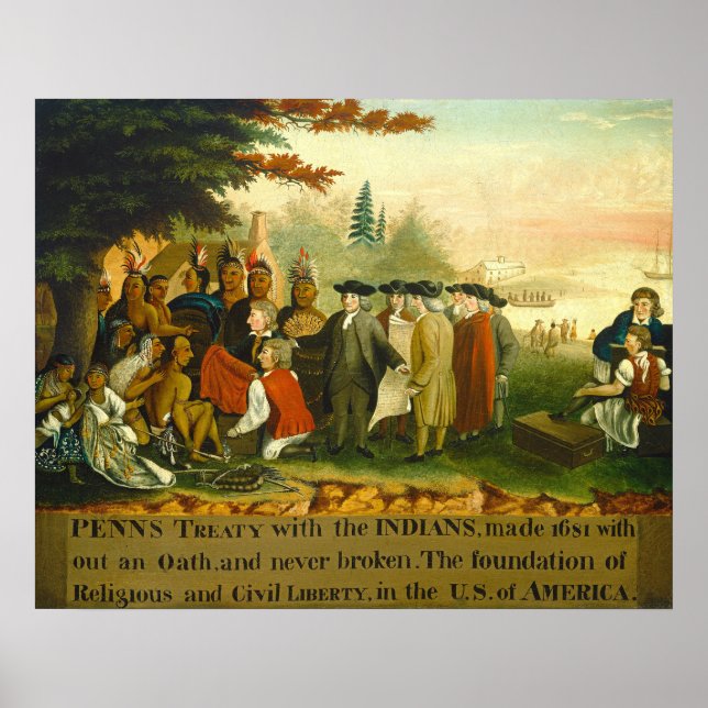 Poster Aterrissagem de Columbus - Edward Hicks Fine Art P (Frente)