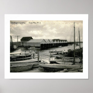 Poster Aterrissagem de Schellinger, Cabo May, NJ Vintage