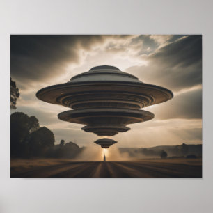 Poster Aterrissagem de UFO de Saucer Voador