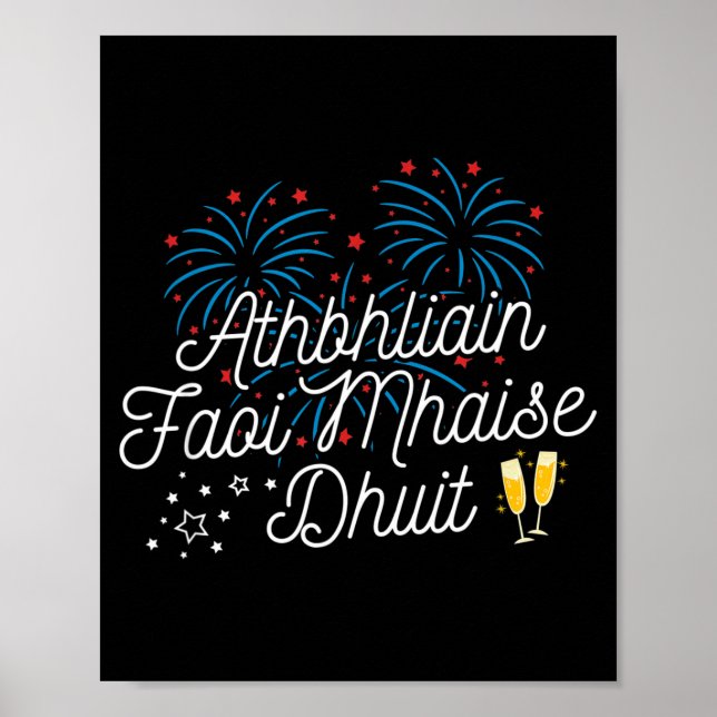 Poster Athbhliain Faoi Mhaise Dhuit Irish New Years  (Frente)