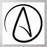 Poster Atheism Symbol - Atheist Sign<br><div class="desc">Black Atheism symbol. Great gift for atheist,  gift for philosopher,  gift for scientist and a cool atheism gift idea.</div>