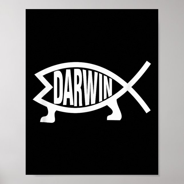 Poster Atheist Charles Darwin Theory Of Evolution Fish  (Frente)