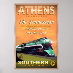 Poster ATHENS Tennessee Southern Railway Cartaz de Viagem