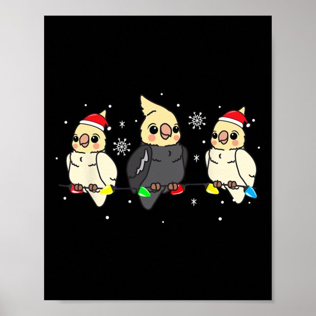 Poster Atiel Bird No Natal Luzes Engraçadas Pet Xmas Gift (Frente)
