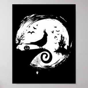 Poster Atiel Halloween Costume Moon Silhouette Creepy