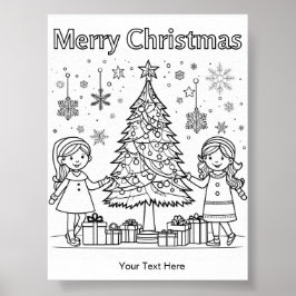 Poster Atividade Divertida de Colorir Árvore de Natal par