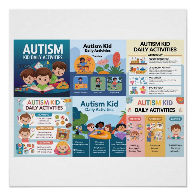 Pôster atividades diárias de autismo (Frente)