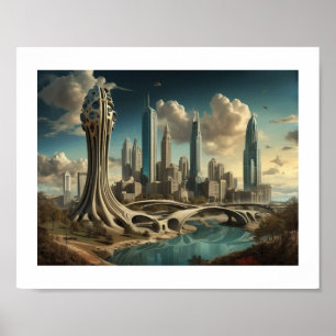 Poster Atlanta GA, Design de Surreal Cityscape