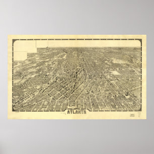 Pôster Atlanta Geórgia 1919 mapas panorâmicos