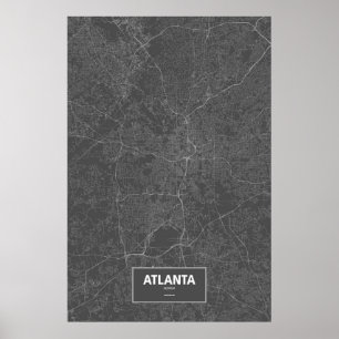 Pôster Atlanta, Geórgia (branco no preto)