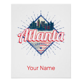 Pôster Atlanta Georgia Estados Unidos Retro Skyline