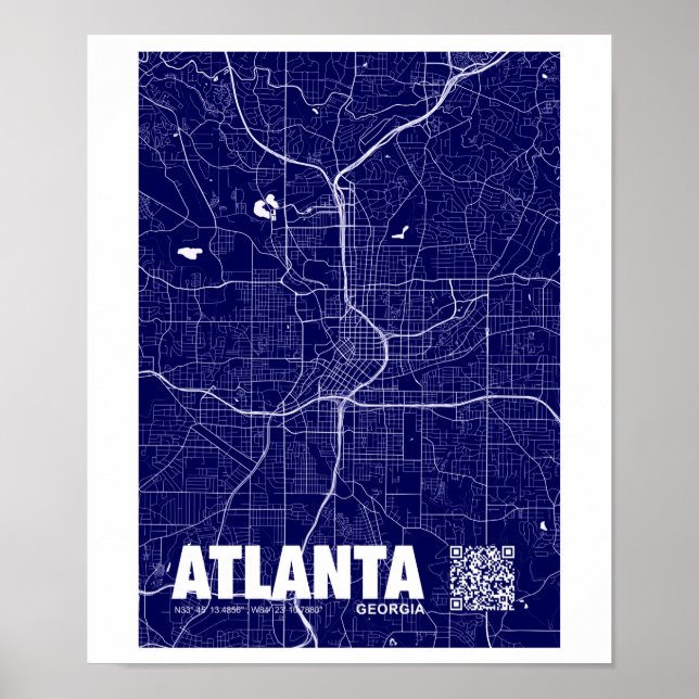 Poster Atlanta, Georgia, EUA - Mapa da Cidade Viagem (Frente)