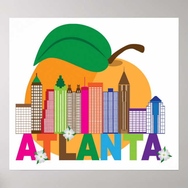 Poster Atlanta, Geórgia | Peach Skyline (Frente)