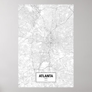 Pôster Atlanta, Geórgia (preto no branco)
