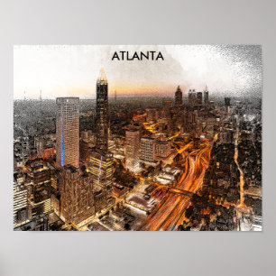 Poster Atlanta Georgia Skyline Panorama View