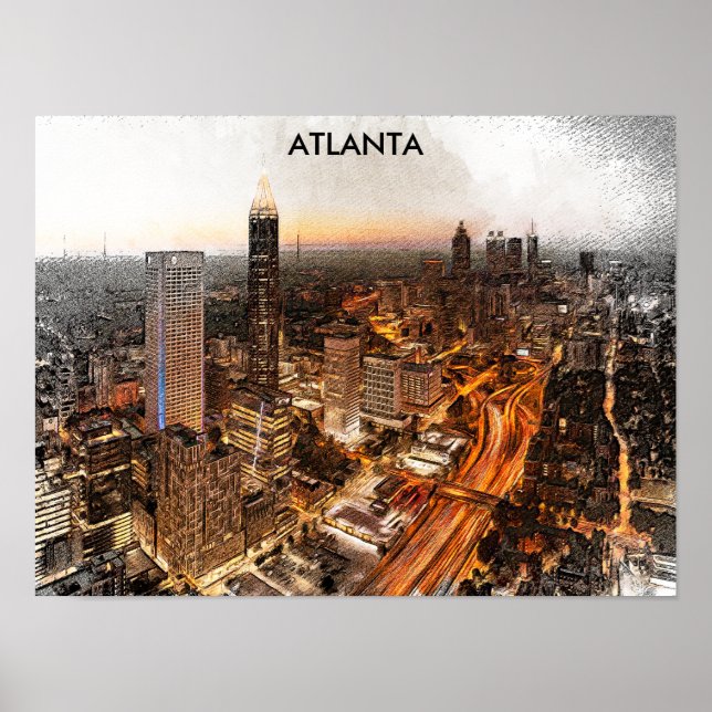 Poster Atlanta Georgia Skyline Panorama View (Frente)