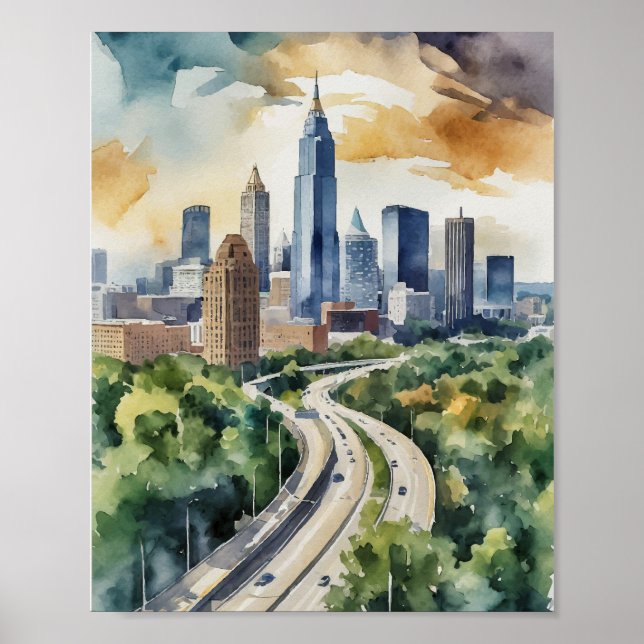 Poster Atlanta Georgia Watercolor (Frente)
