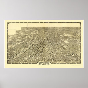 Pôster Atlanta, mapa panorâmico de GA - 1919