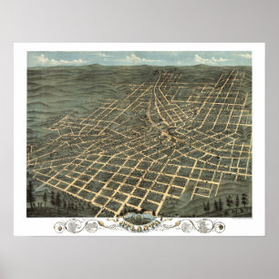 Pôster Atlanta, mapa panorâmico de GA REMASTERED DIGITAL