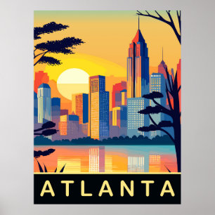 Poster Atlanta, Pôr do sol romântico sobre a cidade, Viag