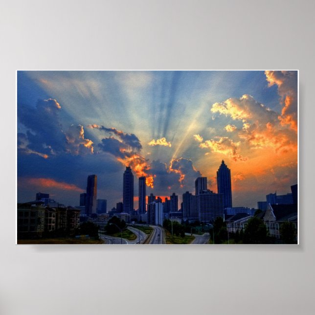 Poster - Atlanta Skyline no Sunset (Frente)