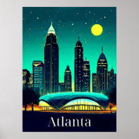 Atlanta Skyline sob um céu noturno estrelado