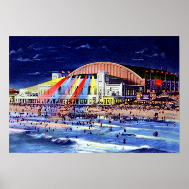 Poster Atlantic City New Jersey Pier e Beachside (Frente)