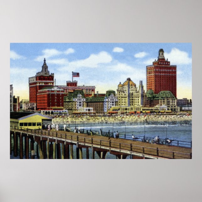 Pôster Atlantic City New Jersey Shoreline View (Frente)