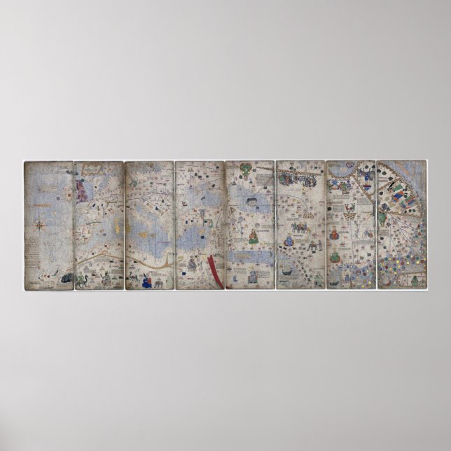 Poster Atlas Catalan World Map 14 de Abraham Cresques (Frente)