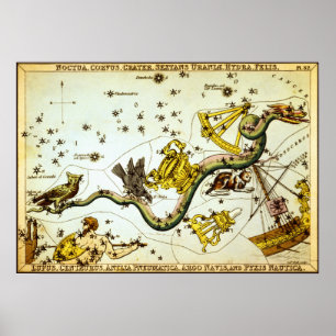 Poster Atlas da constelação da estrela do vintage