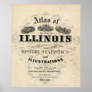 Pôster Atlas do frontispício do estado de Illinois