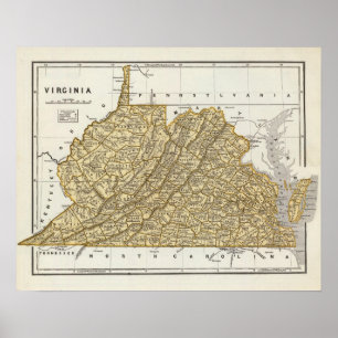 Pôster Atlas do mapa da Virgínia