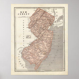 Pôster Atlas do mapa de Nova Jersey