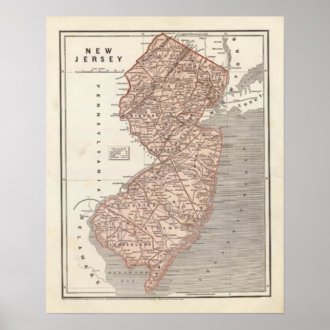 Pôster Atlas do mapa de Nova Jersey (Frente)