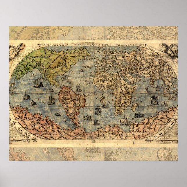 Poster Atlas Histórico do Mapa Mundial Vintage (Frente)