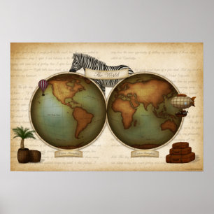 Poster Atlas Steampunk de Neo-Victorian World Traveler