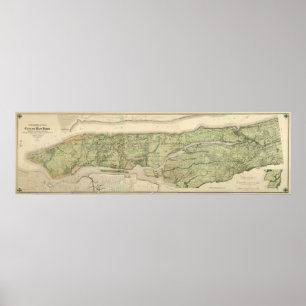 Pôster Atlas topográfico da cidade de New York, 1874