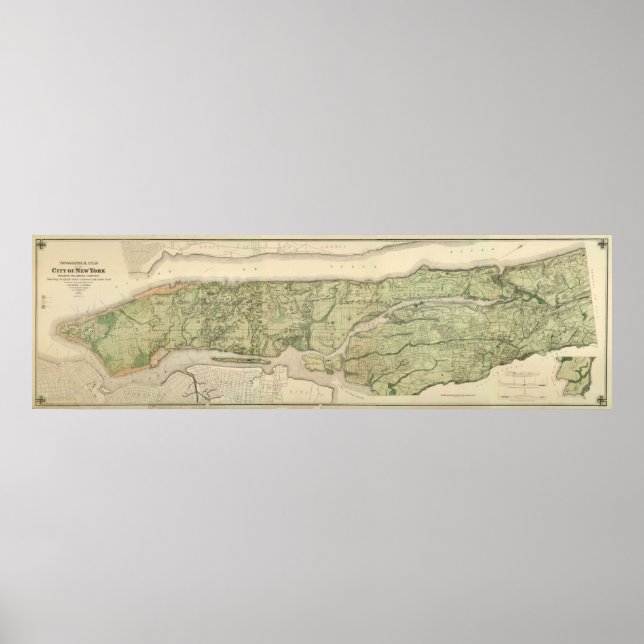 Pôster Atlas Topográfico da cidade de Nova Iorque, 1874 (Frente)