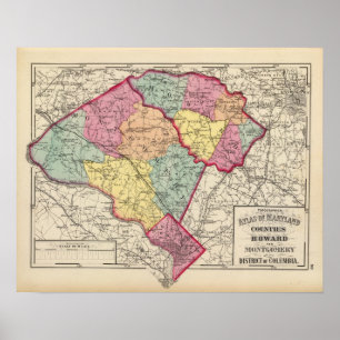 Poster Atlas topográfico dos condados 2 de Maryland