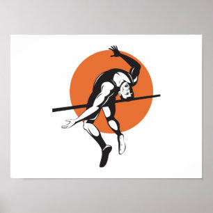 Pôster Atleta de atletismo que salta o salto alto