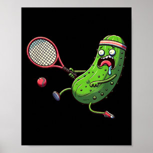 Poster Atleta de pickle de tênis correndo com raquete e b