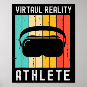 Poster Atleta de Realidade Virtual Geeks Gamer Jogos Retr