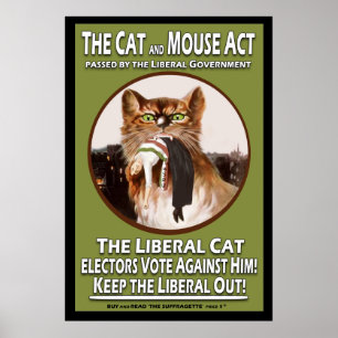 Pôster Ato britânico do gato e do rato do Suffragette do